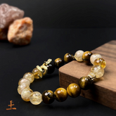 Pulsera del elemento tierra/pulseras de color dorado/Pulsera serpiente color dorado/pulsera de piedra ojo de tigre