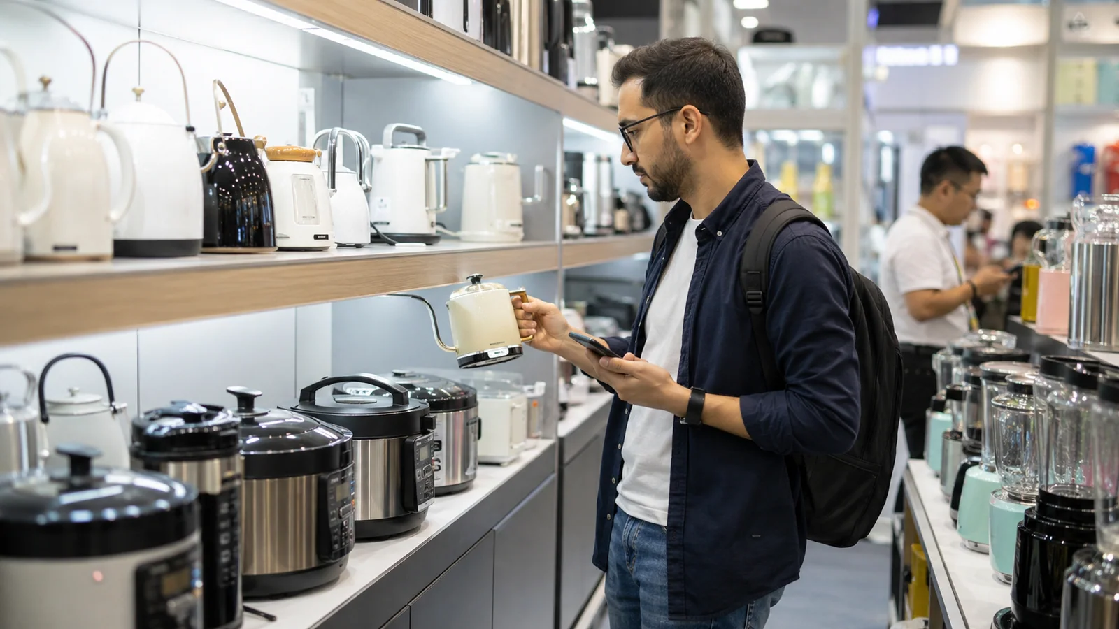 Comprador comparando productos para importar