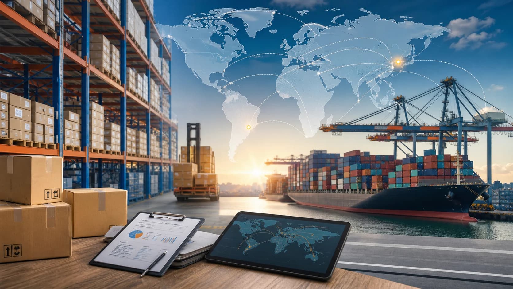 Proceso de abastecimiento global y logística desde China