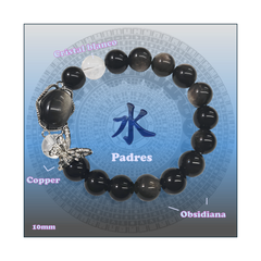 Pulsera de elemento agua/pulsera de obsidiana/pulsera de cristal blanco/pulsera de mariposa