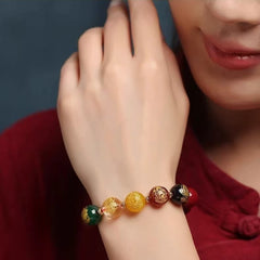Pulsera cinabrio/ Amuleto/Cinco dioses de la riqueza